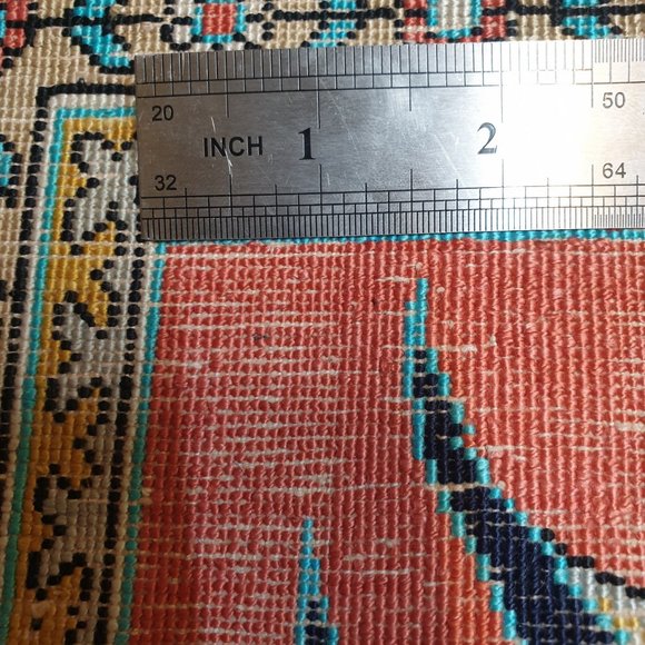 Rare 1950 Semi Antique Red Aqua Black 5x3 Persian Maragheh Qum Rug 100% Silk - Picture 5 of 5